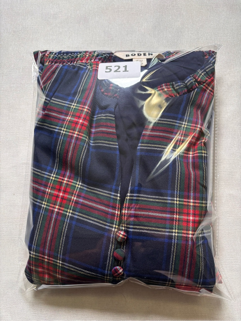 Boden Cassie Check Tea Dress 8P Navy Tartan Plaid Long Sleeve Holiday #521 - Picture 8 of 9